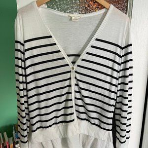 Anthropologie Clu + Willoughby Striped Cardigan with Ruffles — Great Condition!